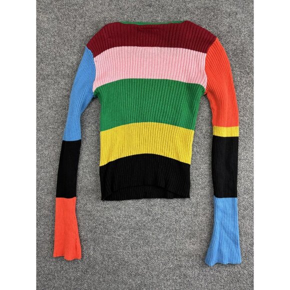 UNIF Sweater Womens XS Stripe Flower Daisy Knit Pullover Long Sleeve Top - Picture 7 of 7